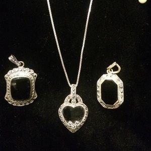 🌟 sterling marcasite & onyx set 🌟